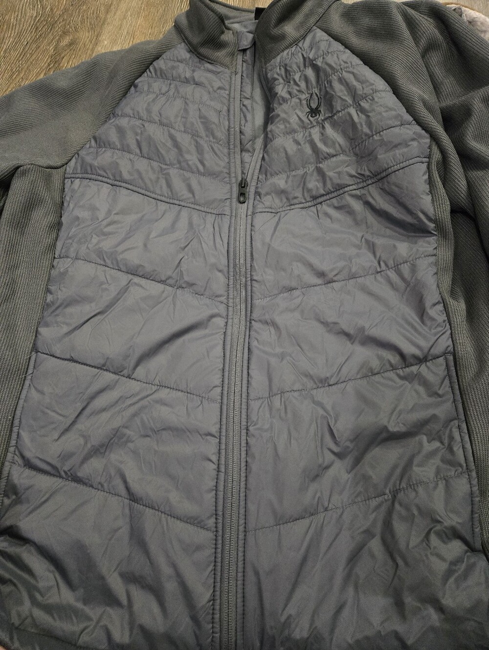 Spyder Men's Gray Quilted Insulated Full-Zip Jacket